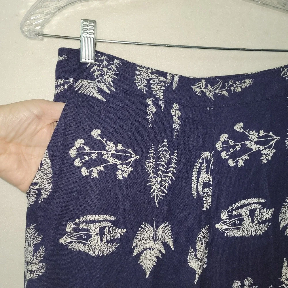 Tuckernuck Pant‎ Beaufort Botanical Andi Cropped Wide Leg Womens M Blue Linen